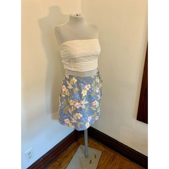 Jennifer Moore VTG y2k 90s 2000s Floral Wrap Skort Tie Skirt Tropical 6 Cotton - Picture 9 of 16